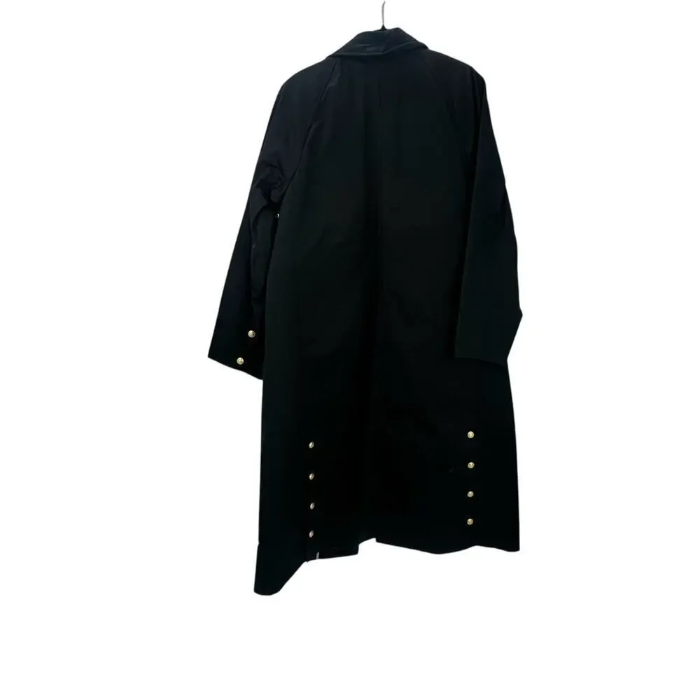 J. Crew Long Barn Jacket in Waxed Cotton Twill Solid Black Size XXS NWT - Picture 10 of 13